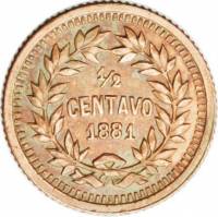 (№1881km45) Монета Гондурас 1881 год frac12; Centavo
